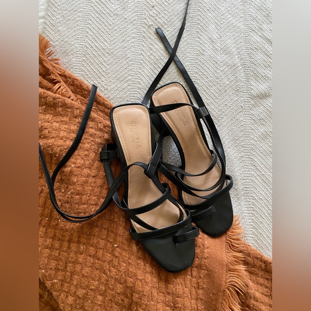 Black Block Heel Strappy Sandals